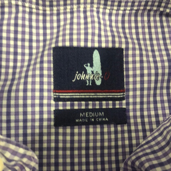 johnnie-o men’s button down in purple check - Picture 2 of 4